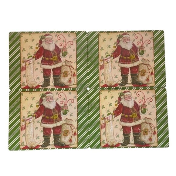 Set Of 4 Santas List Christmas Placemats With Cork Backing 16x12 Holiday Table - Picture 2 of 5